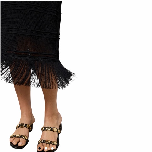NWT Z Supply Finley Fringe Crochet Skirt in Black Size Small Midi Length Pull On - Picture 2 of 12